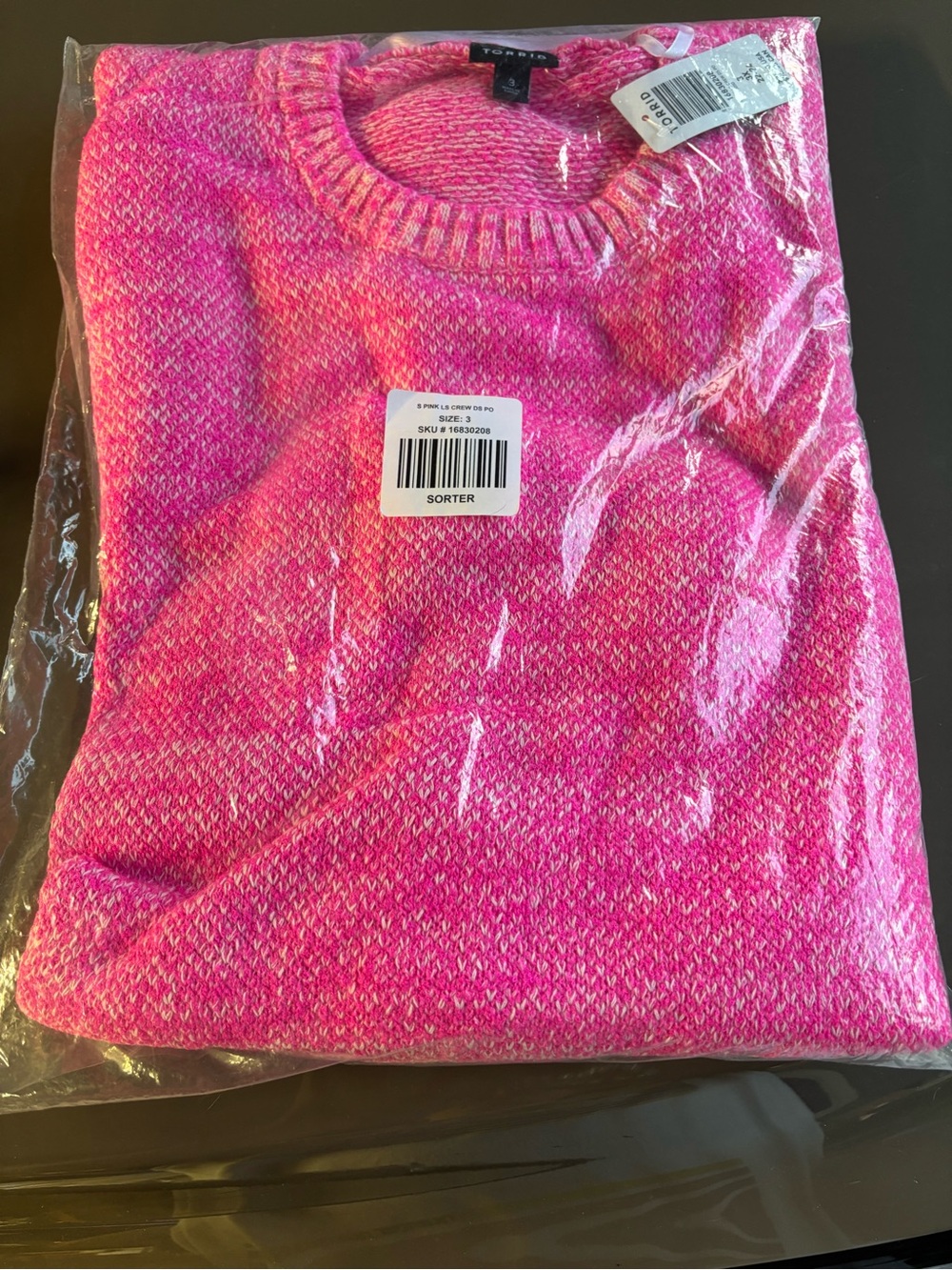 torrid Bright Pink Marled Crewneck Sweater